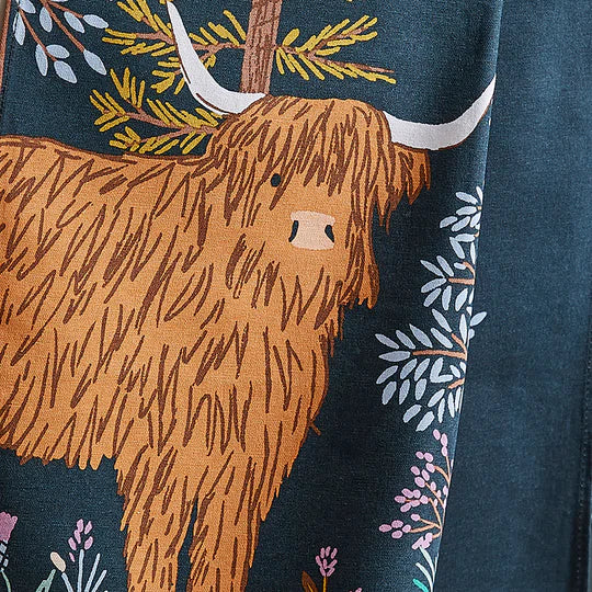 Connie the Cow Cotton Tea Towel in Navy