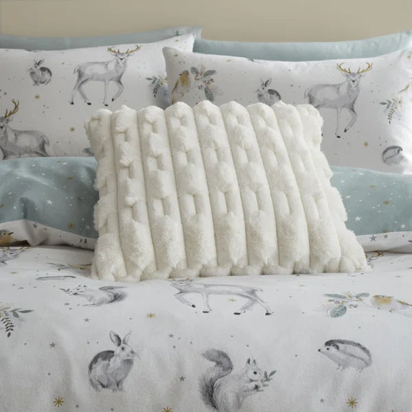 Carved Faux Fur Cushion | Cream