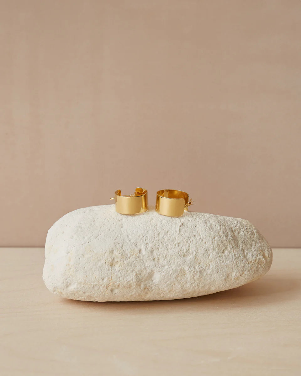 Gold Plated Modern Flat Hoop Earrings