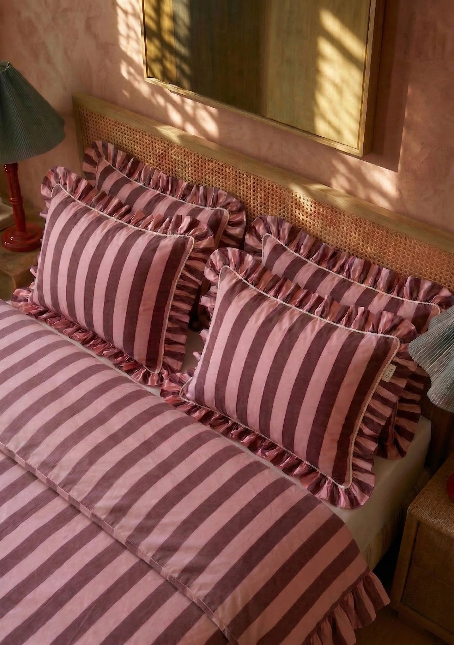 100% Cotton Bedding  | Pink & Burgundy Stripe