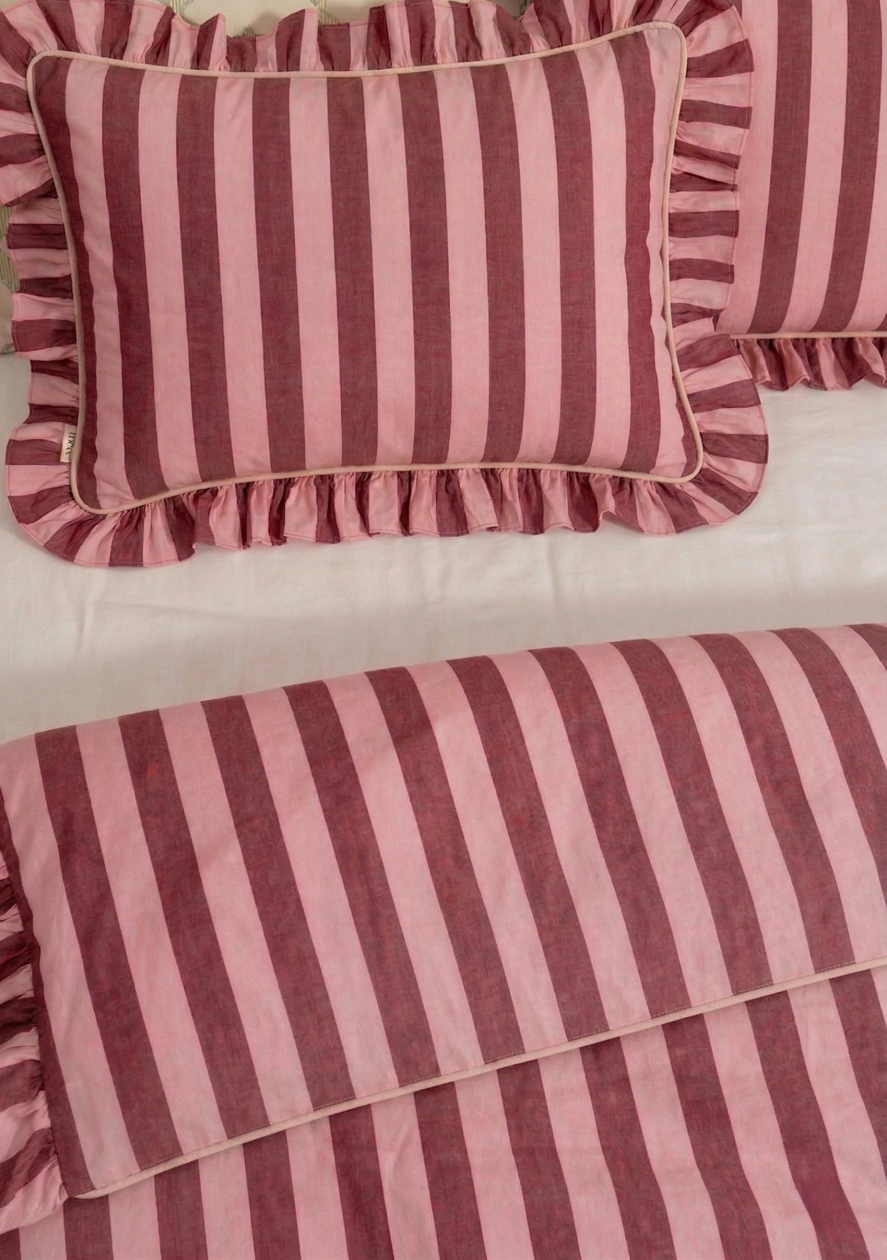 100% Cotton Bedding  | Pink & Burgundy Stripe