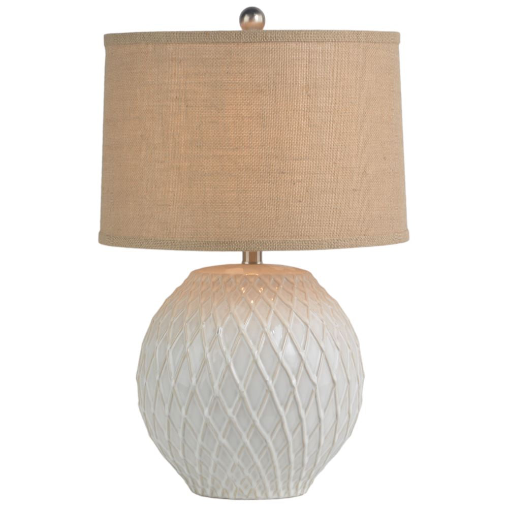 Ceramic Table Lamp and Burlap Shade