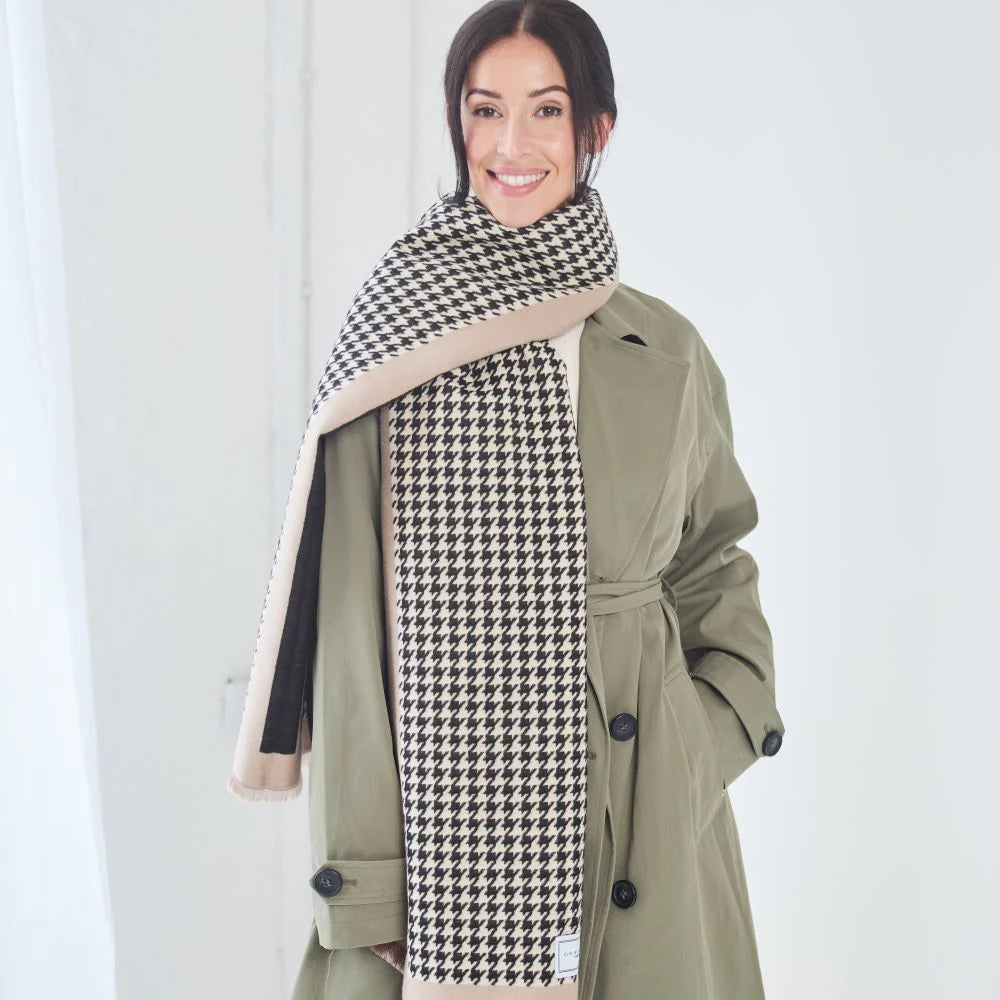 Winter Scarf | Black Dogtooth Check