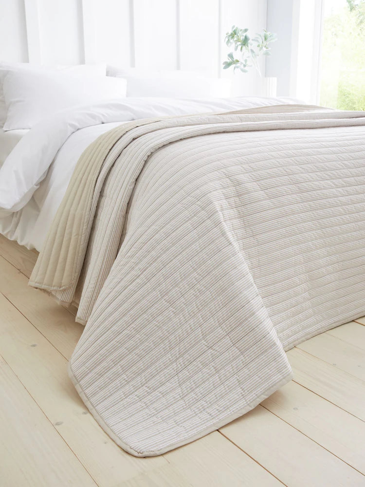 Stripe Quilted Bedspread | Natural