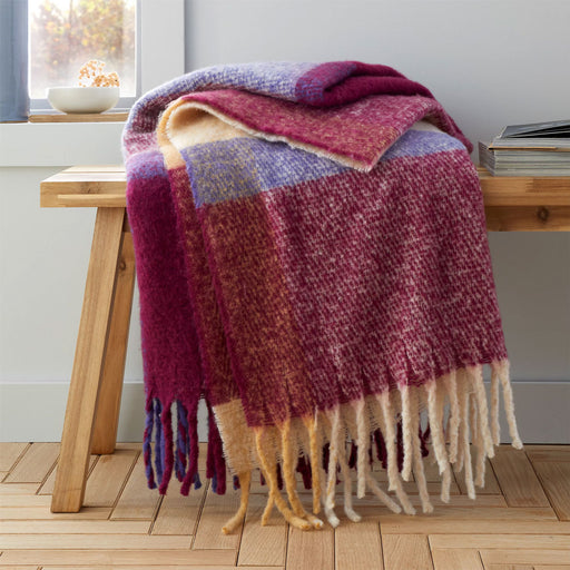 Faux Mohair Check Blanket Throw