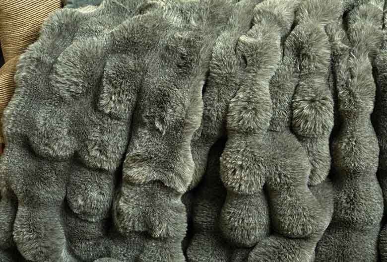 Feather Faux Fur Throw Eucalyptus