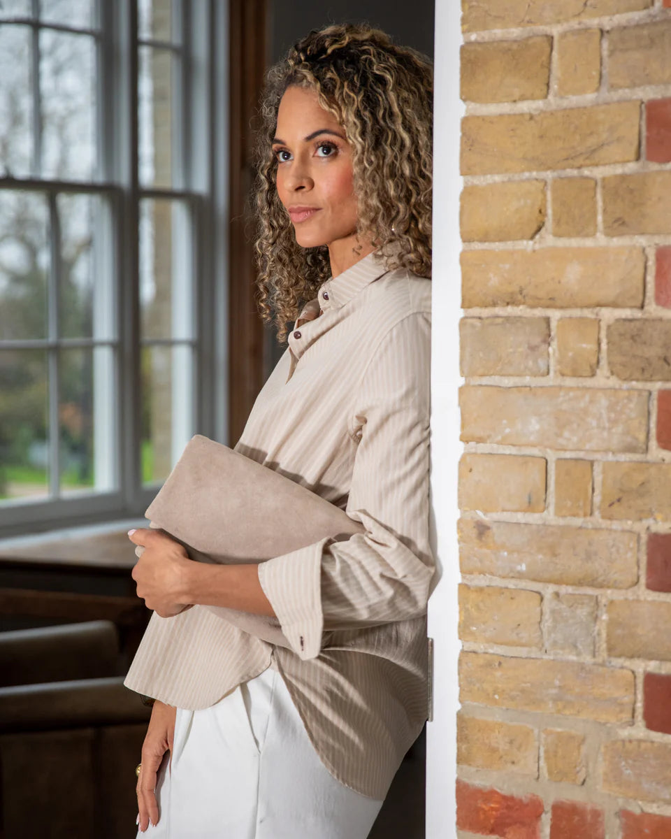 Nola Stripe Shirt | Beige/Ecru