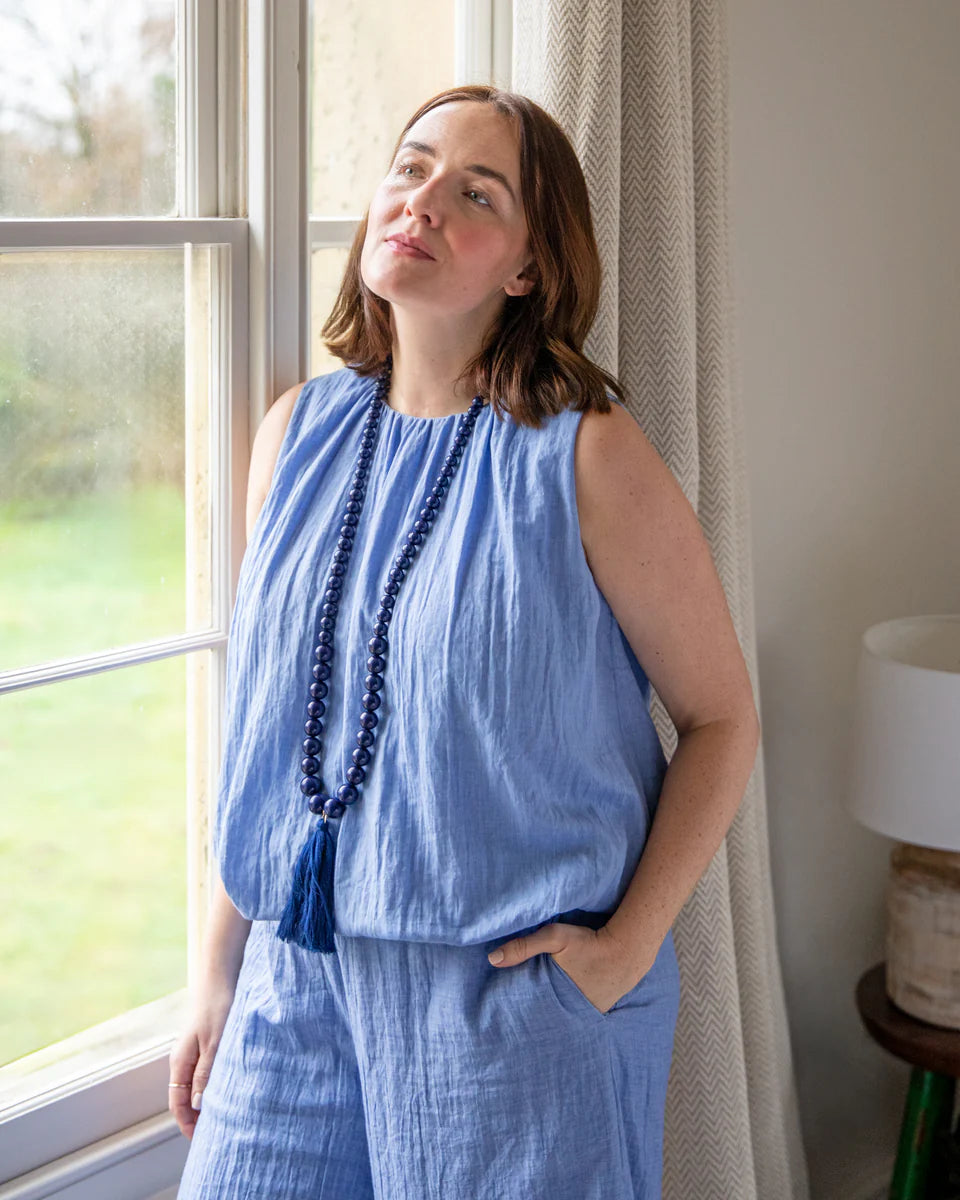 Ruth Top | White | Blue