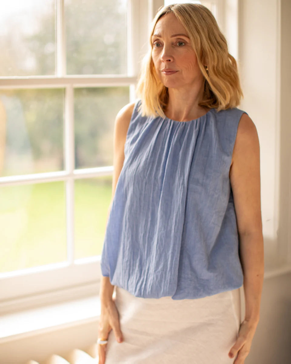 Ruth Top | White | Blue