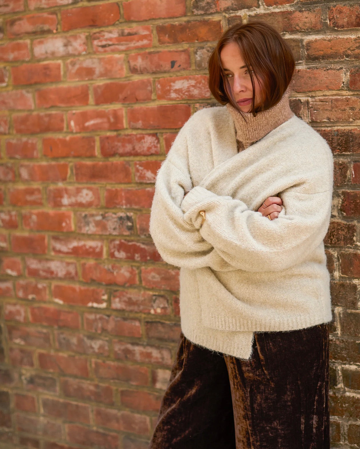 Vivian Roll Neck Scarf | Marl Sand