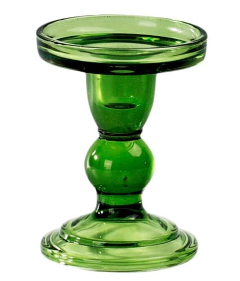 Green Glass Candle Holder | Large