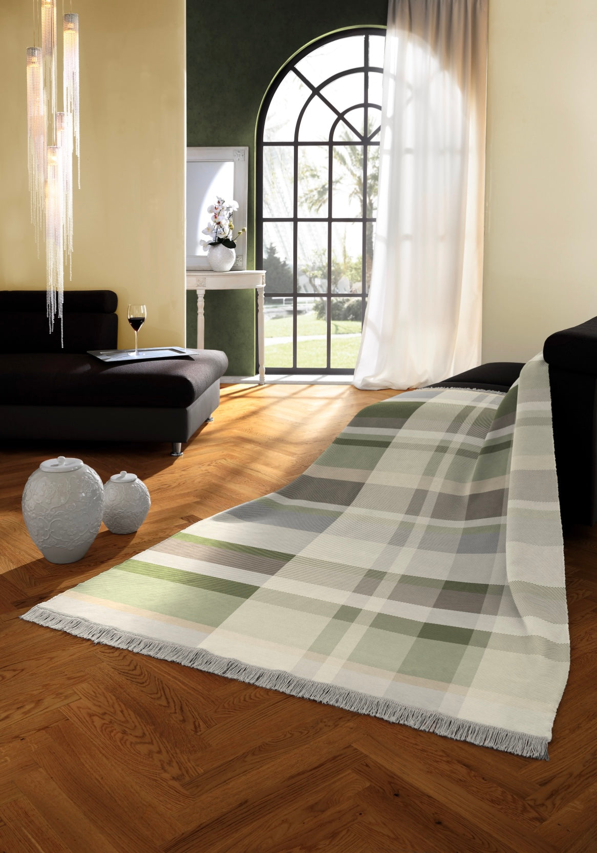 Cotton Rich Throw | Panel Check Green