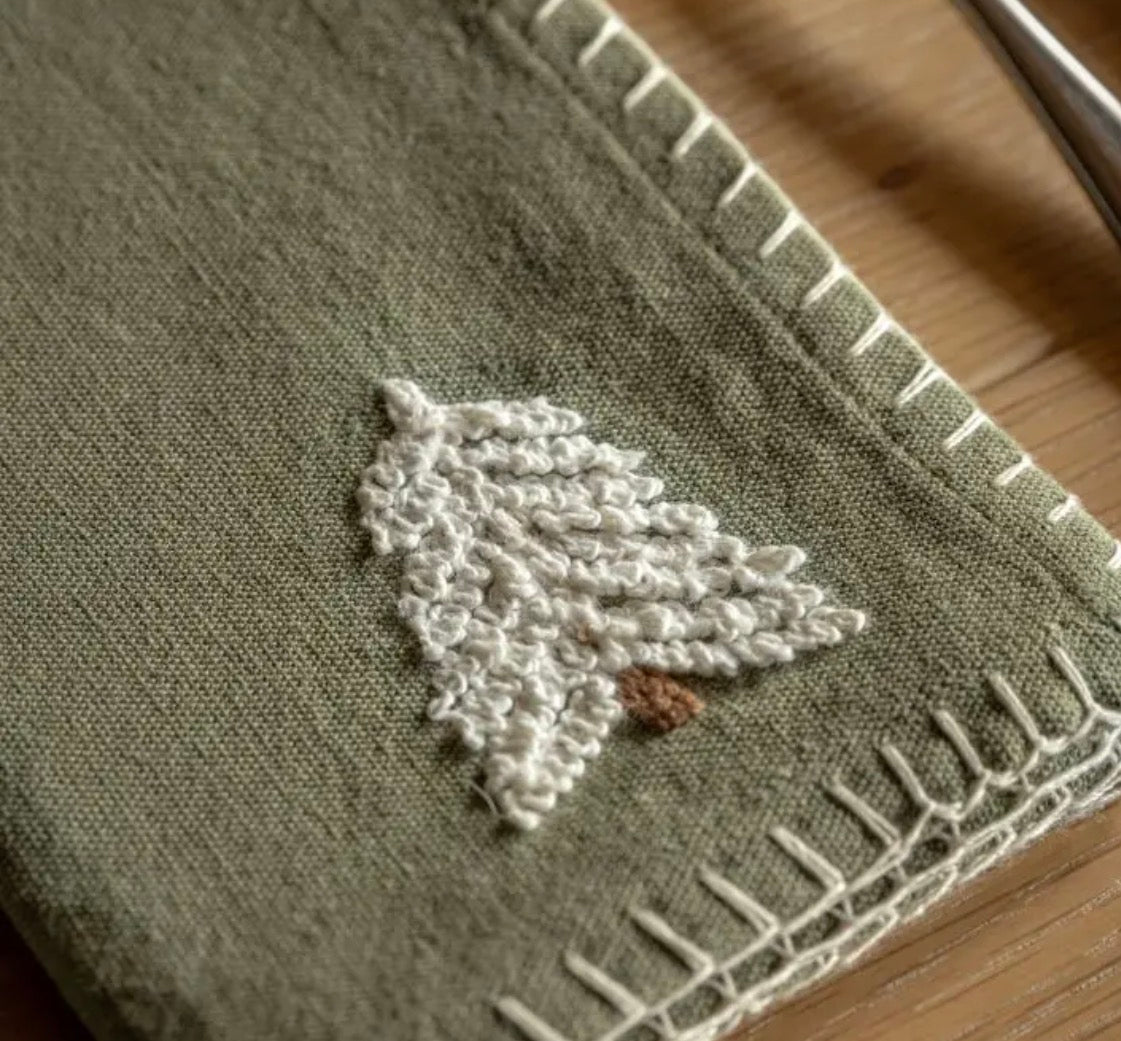 Woodland Embroidered Tree Napkins | Pack of 4