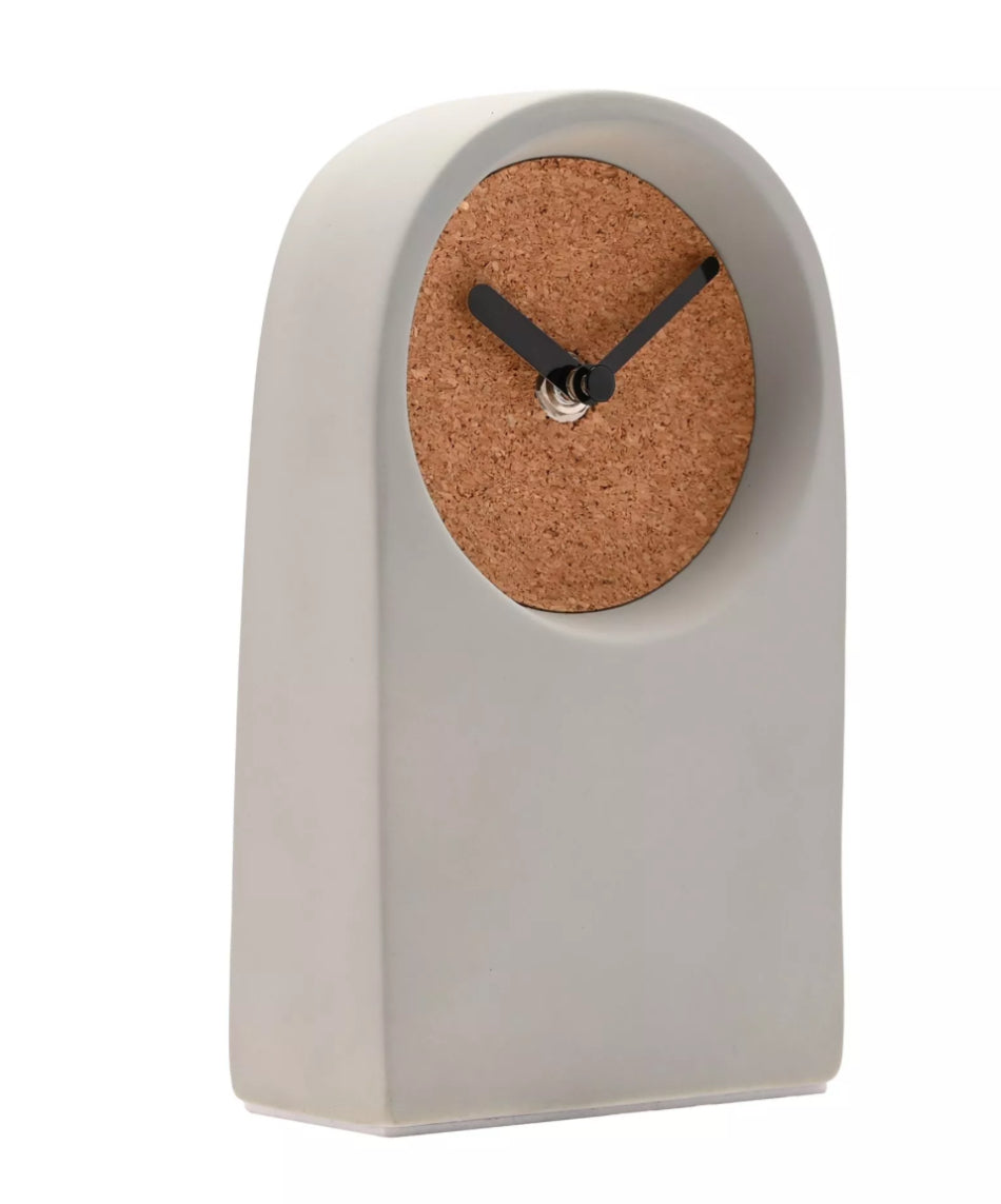 Porcelain & Cork Desk Clock | Grey