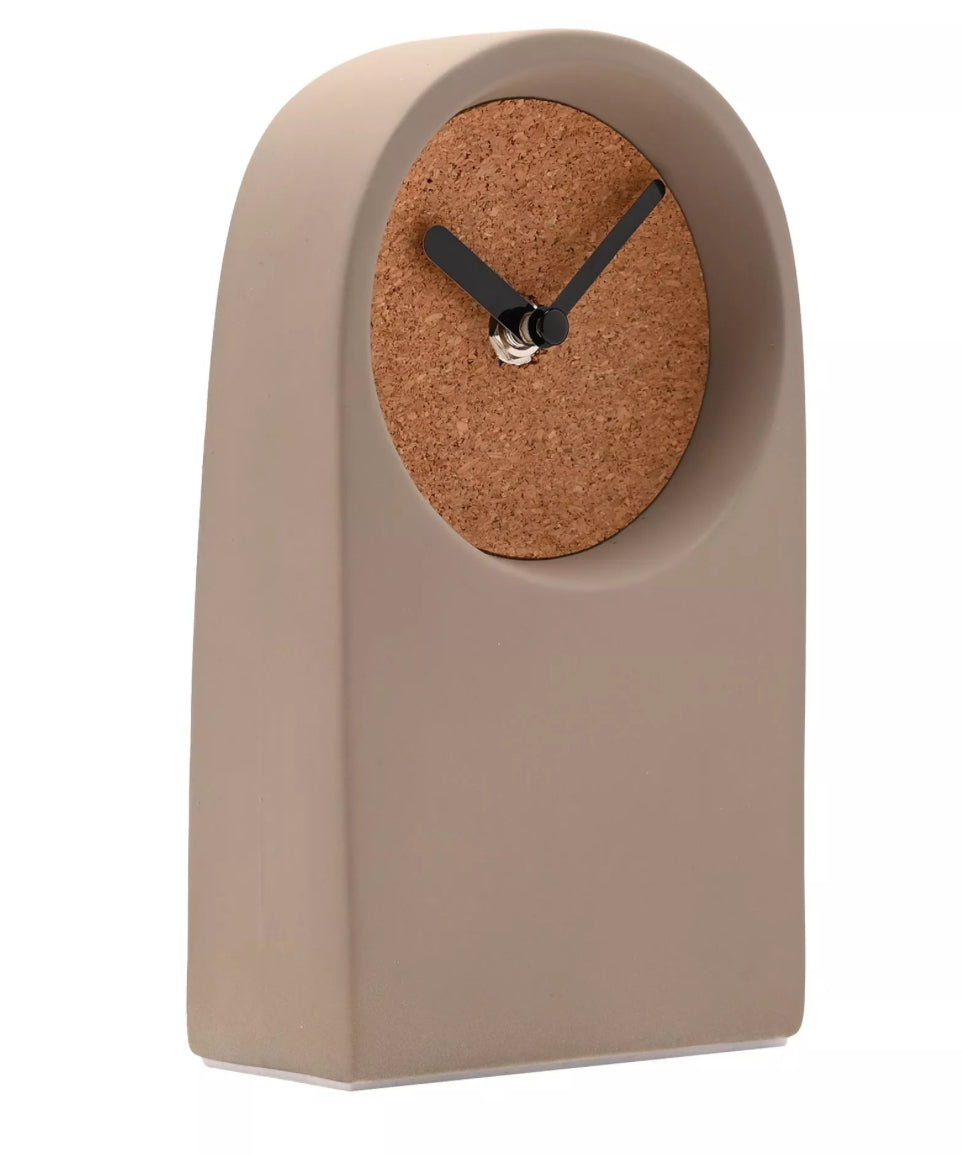 Porcelain & Cork Desk Clock | Taupe