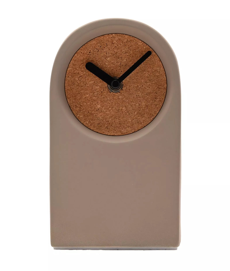 Porcelain & Cork Desk Clock | Taupe