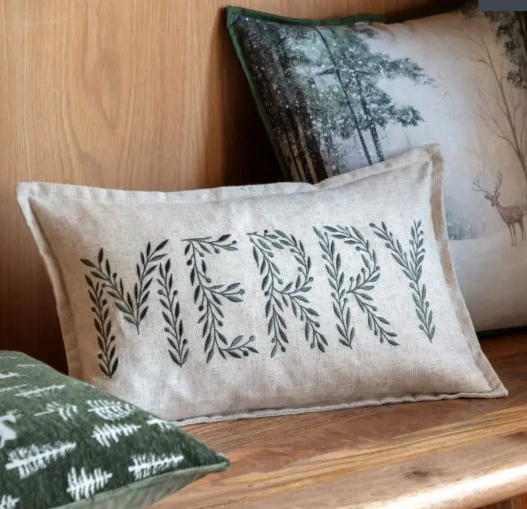 Woodland Embroidered Merry | Cushion