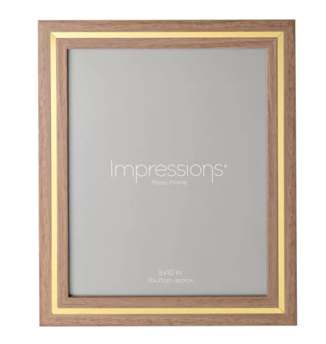 Gold Trim Wood Grain Frame | 8 x 10