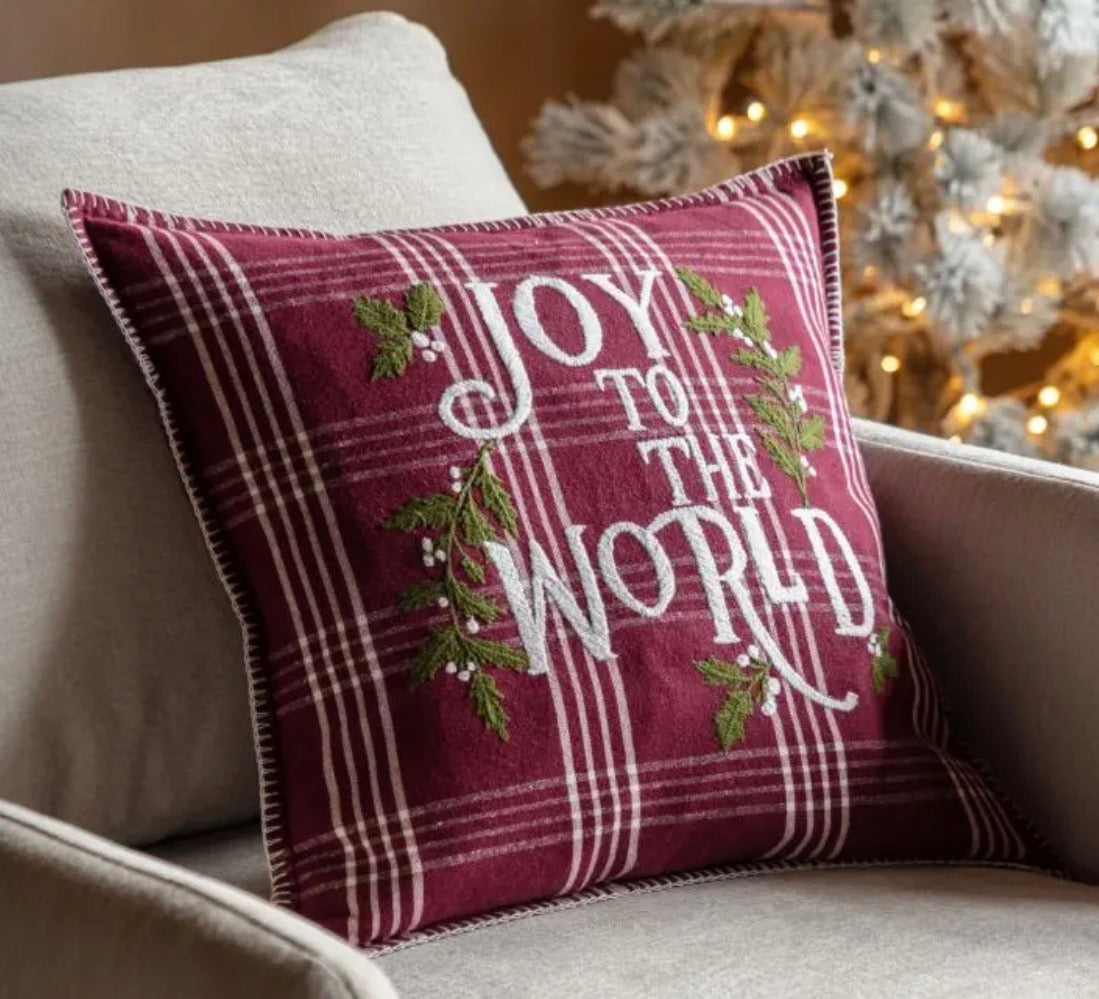 Heritage Joy To The World Cushion | Merlot