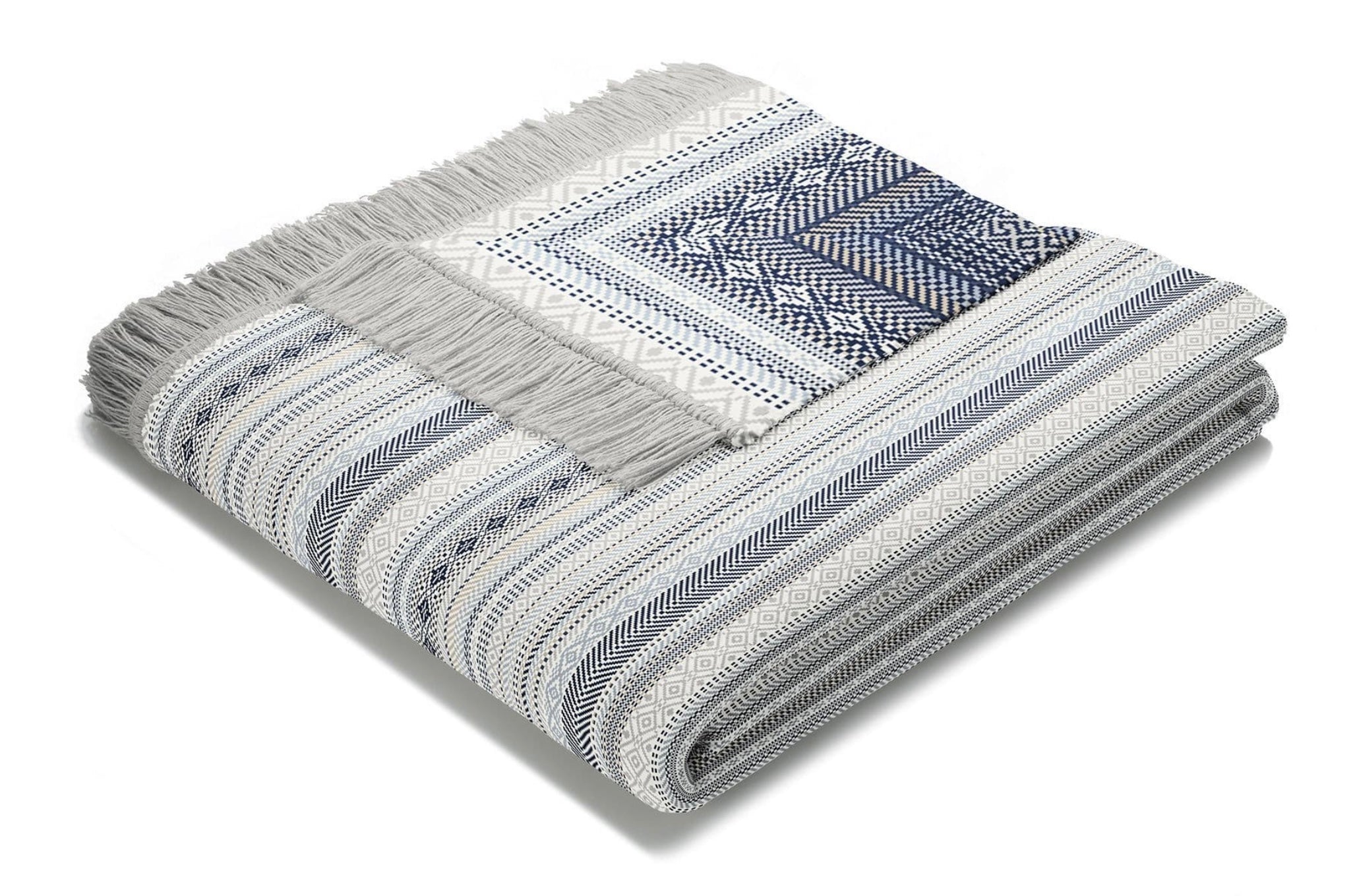 Cotton Rich Throw | Kian Stripe Blue