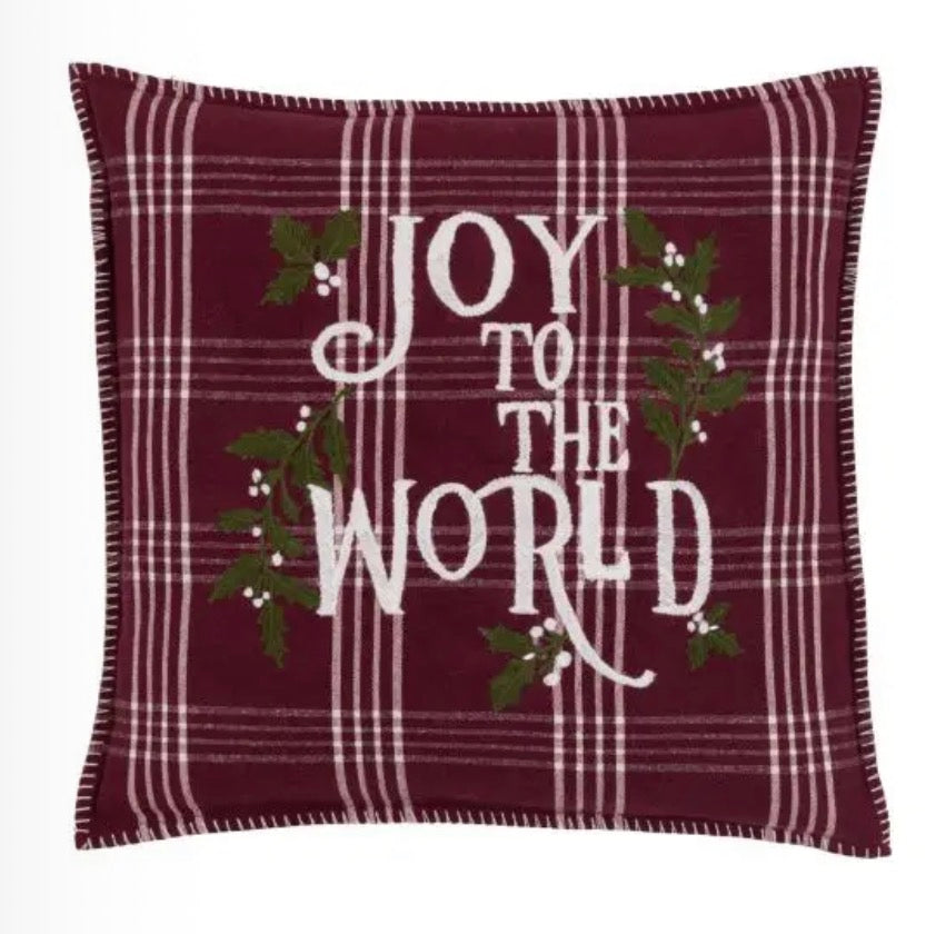 Heritage Joy To The World Cushion | Merlot