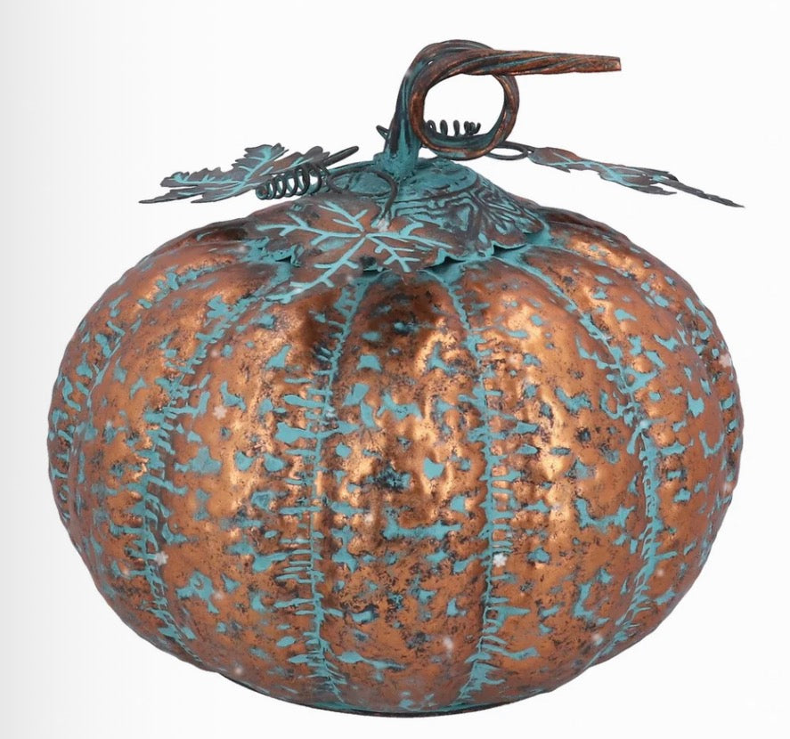 Copper Antiqued Metal Pumpkin | Large