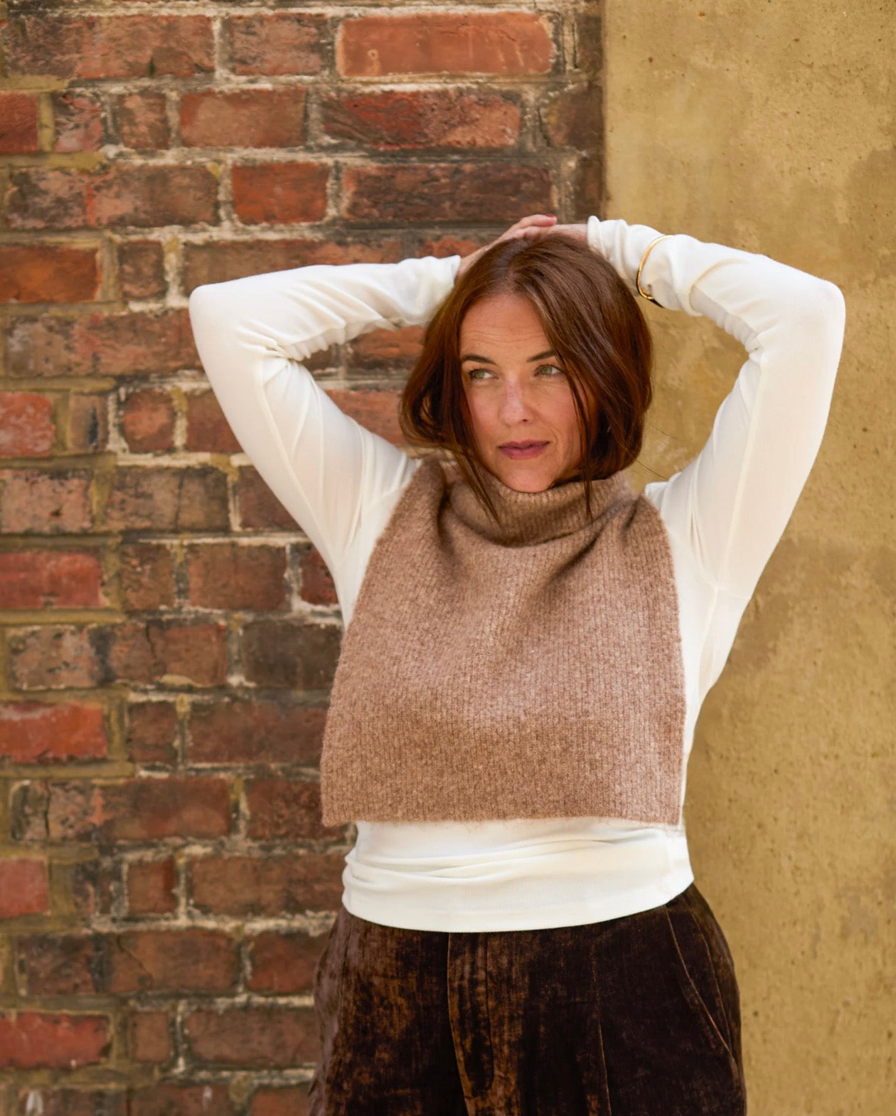 Vivian Roll Neck Scarf | Marl Sand