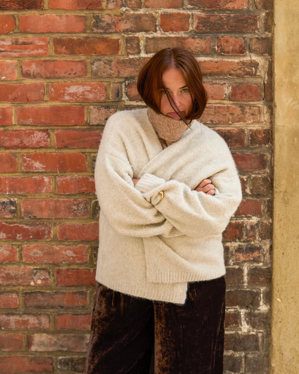 Vivian Roll Neck Scarf | Marl Sand