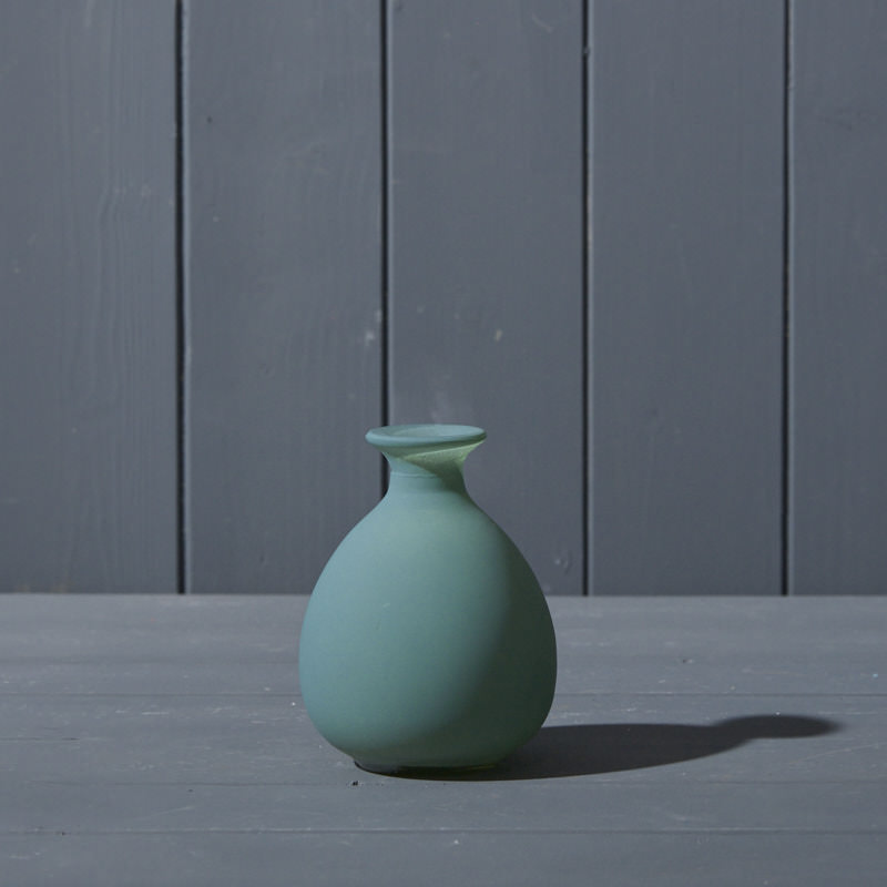 Green Matt Glass Bud Vase