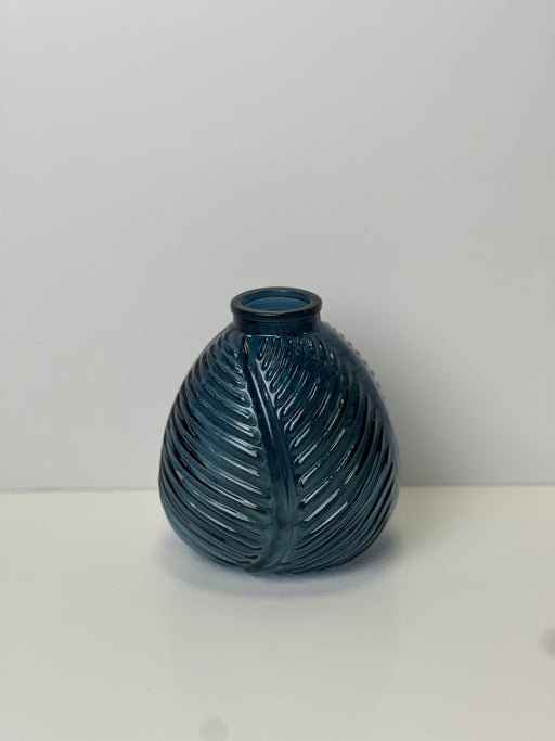 Blue Glass Leaf Vase