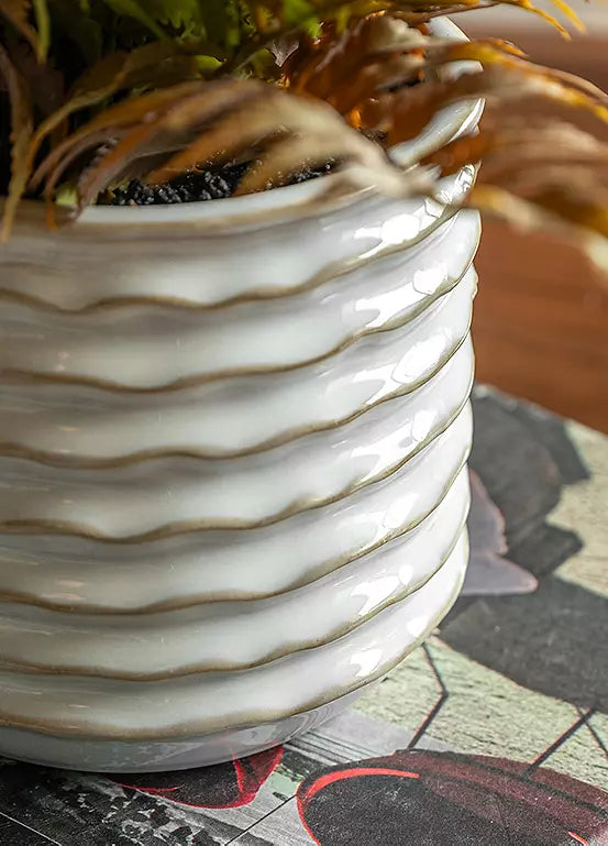 Faded Fern In Ceramic White Pot