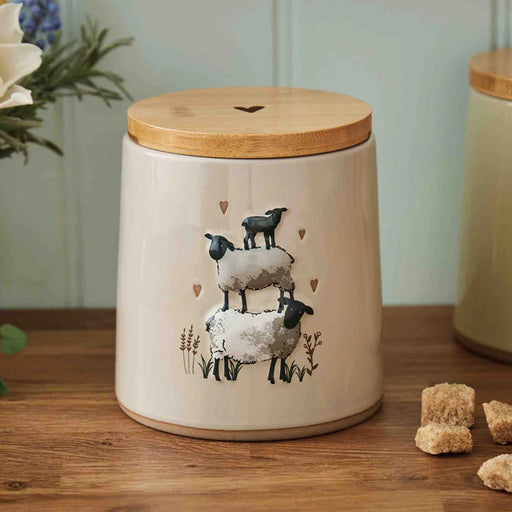 Highland Sheep | Beige Ceramic Canister