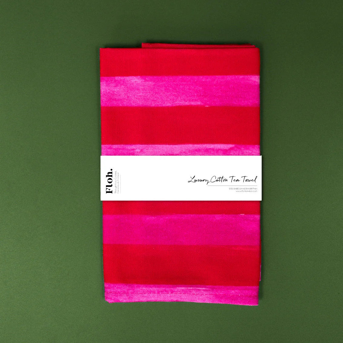 Raspberry & Cherry (Stripes) | Tea Towel