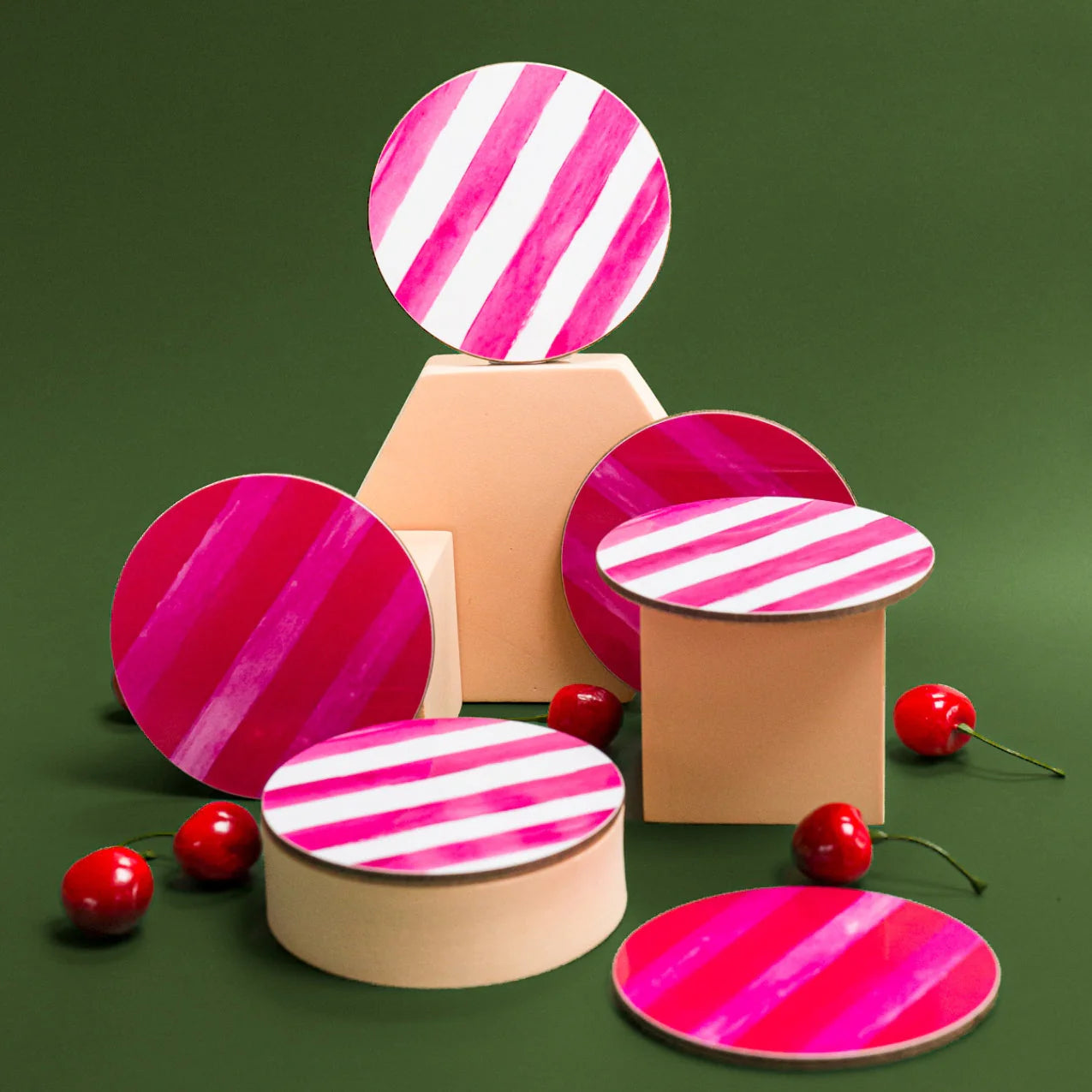 Raspberry & Cherry | Round Coaster