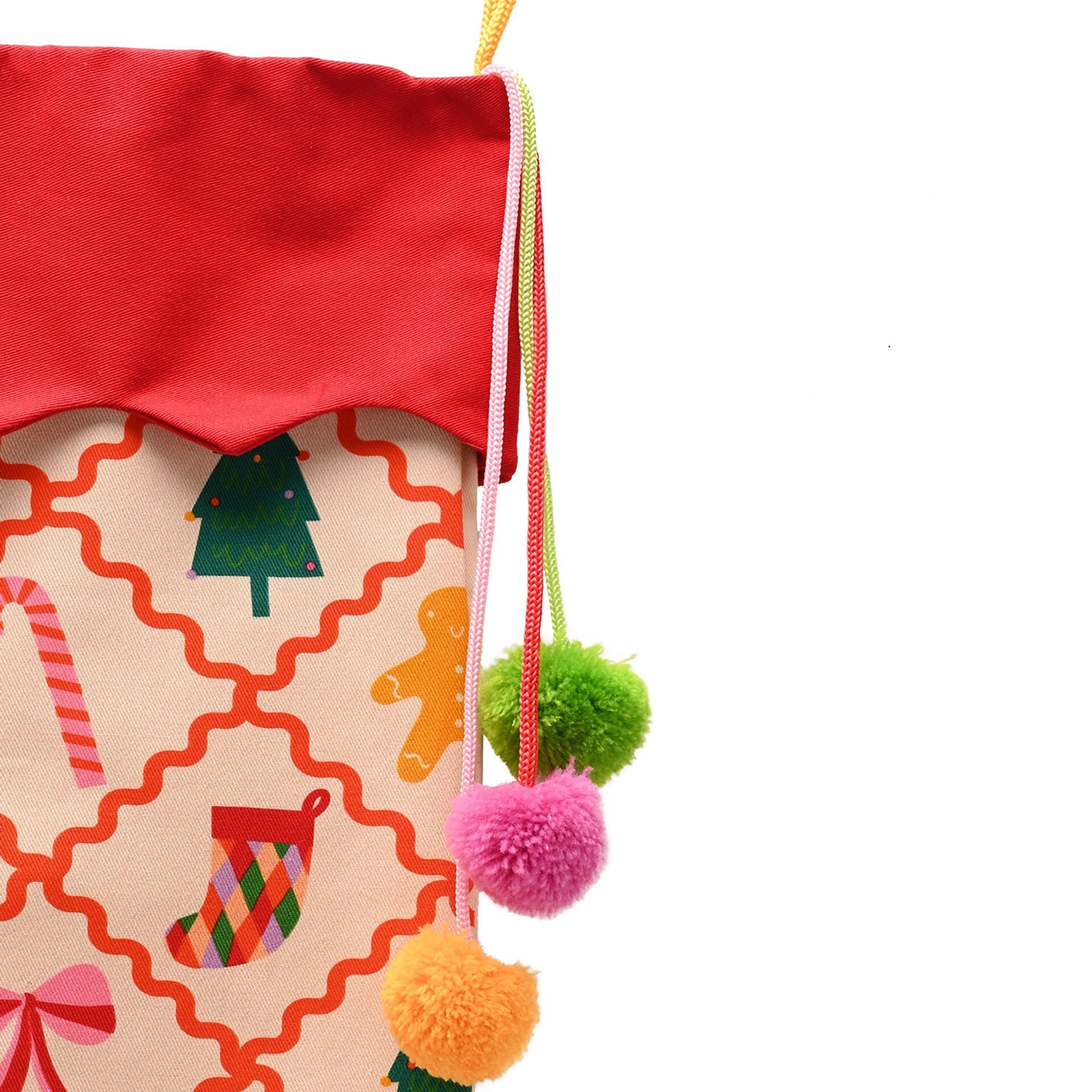 Raspberry Blossom Stocking | Checkered Gingerbread Print