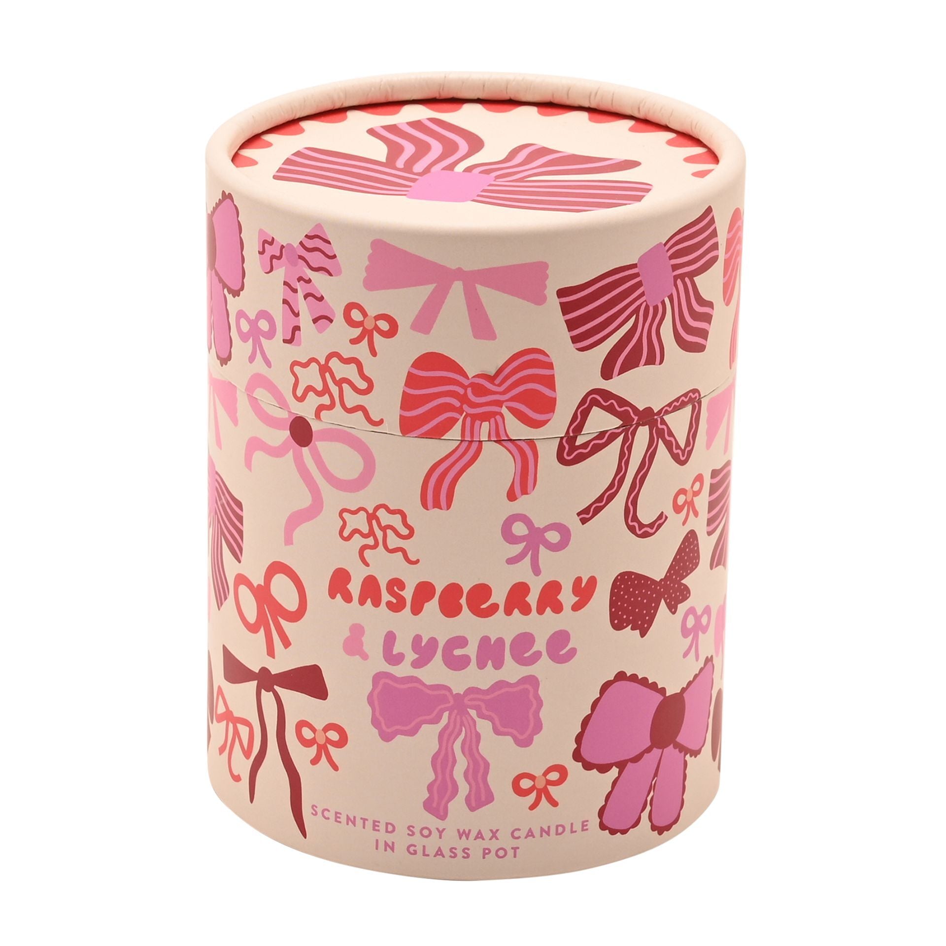 Raspberry Blossom Pink Glass Fragranced Candle | Bows