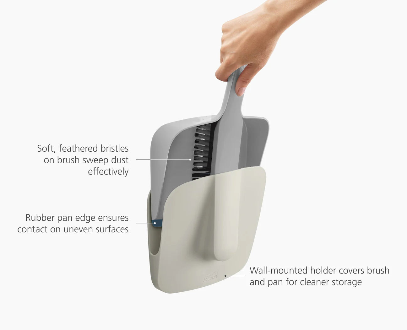 CleanStore Grey Wall-mounted Dustpan & Brush