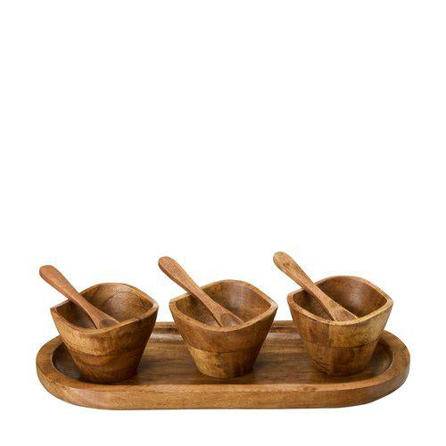 Wooden Celica Tray with Bowls