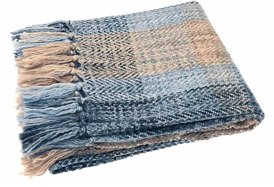 Tweed Check Throw | Slate Blue