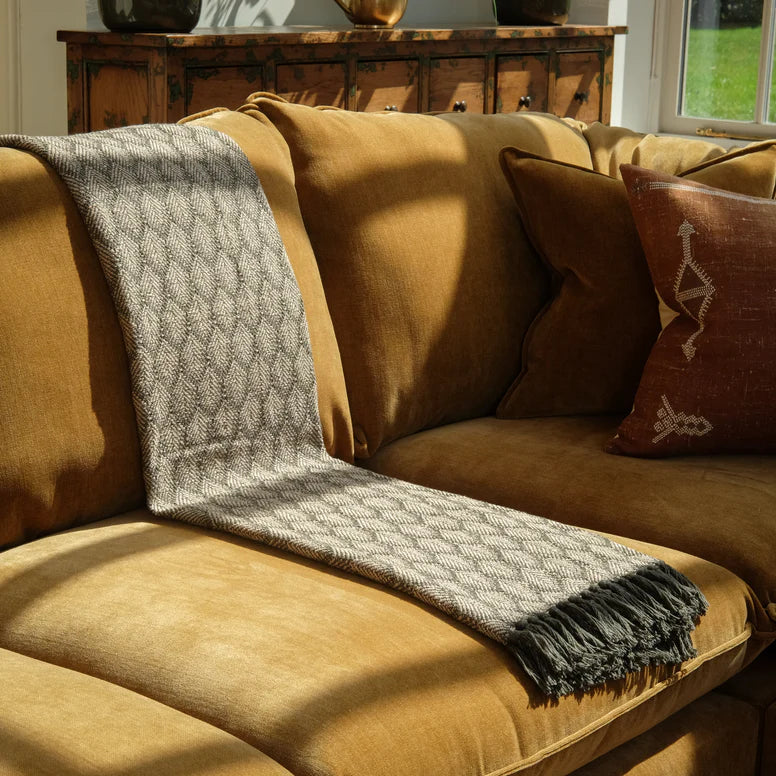 Elm Green Cotton Leaf Throw