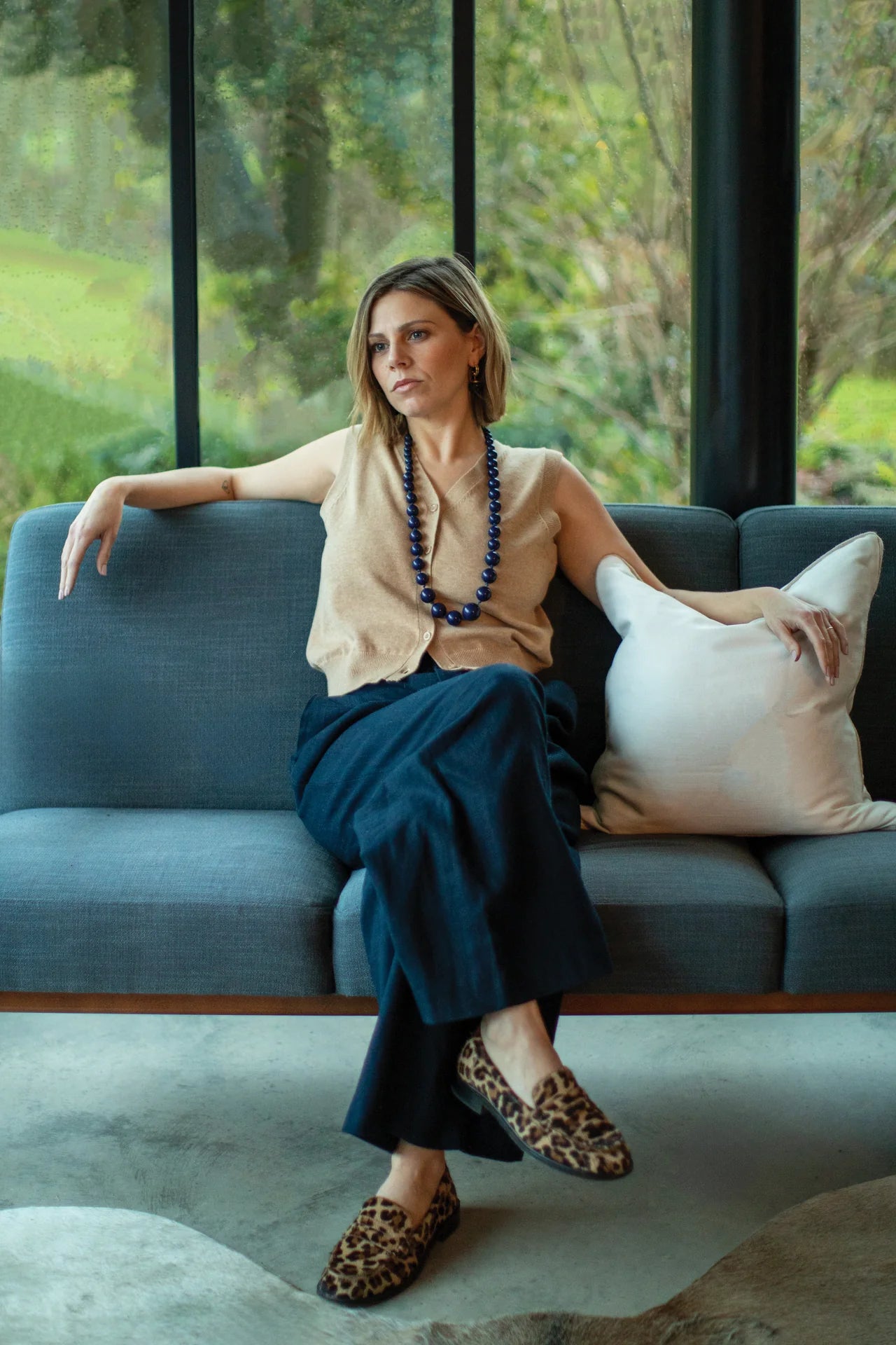 Enamel Ball Earring | Navy