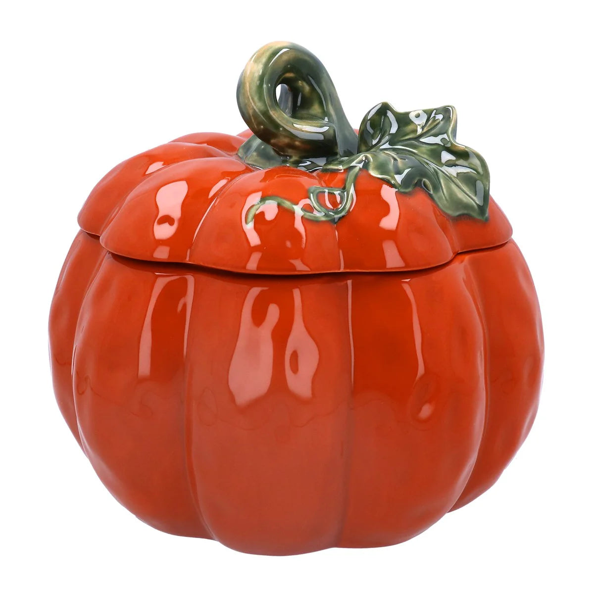 Pumpkin & Vine Ceramic Pot with Lid