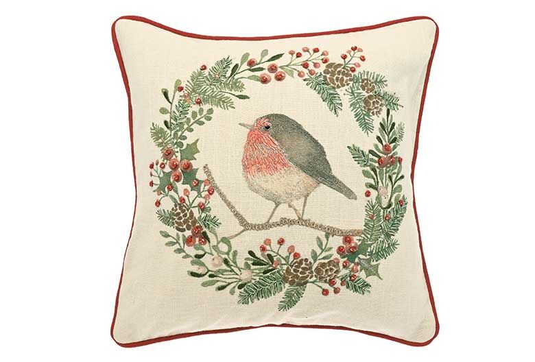 Robin and Wreath | Cushion