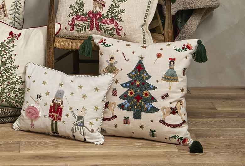 Embroidered Tree and Rocking Horse | Cushion