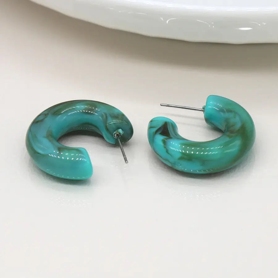 Turquoise C-Post | Acrylic Hoops