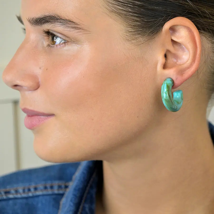 Turquoise C-Post | Acrylic Hoops