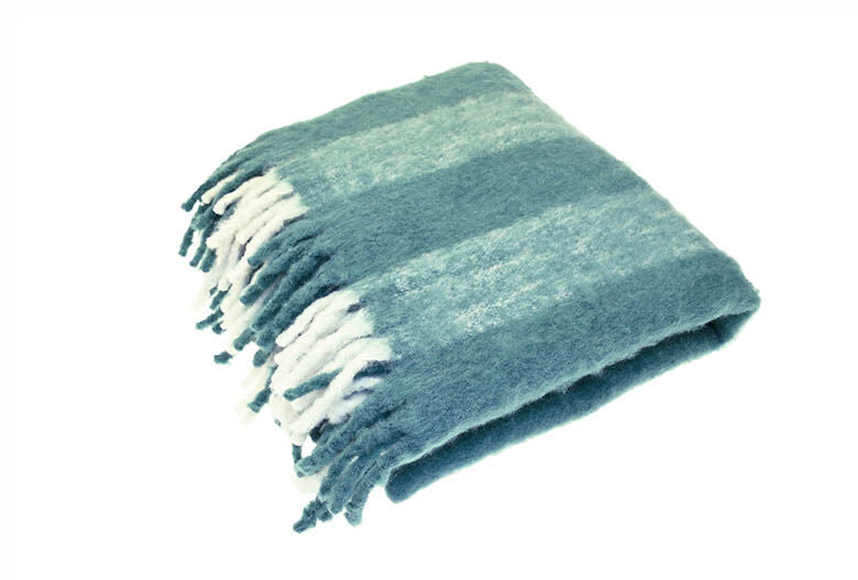 Wool Blend Wide Stripe Lambs Tail | Throw