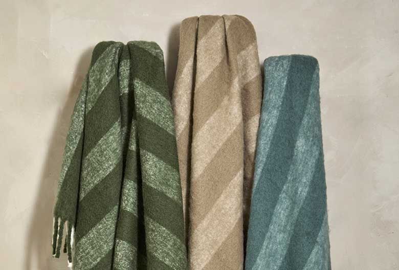 Wool Blend Wide Stripe Lambs Tail | Throw