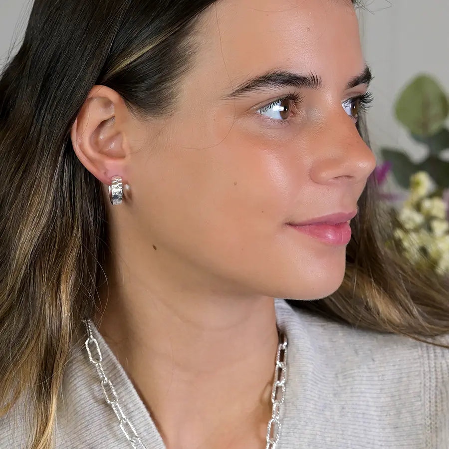 Scallop Hoop | Silver Plated Earrings