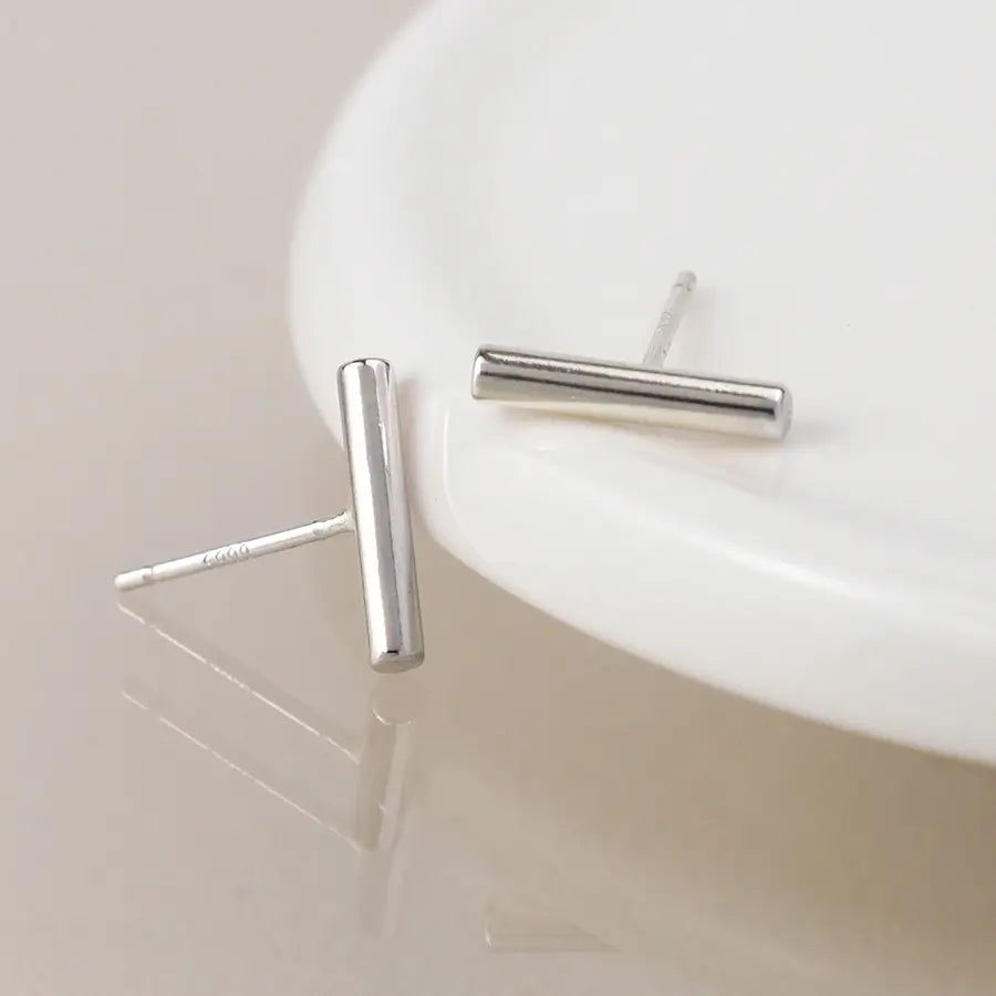 Simple Bar | Silver Plated Earrings